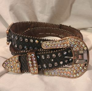 Women's Nocona Leather Bling Rhinestone Belt Medium
